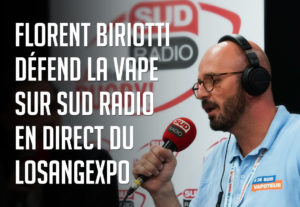 Florent Biriotti défend la vape sur Sud Radio, en direct du Losangexpo
